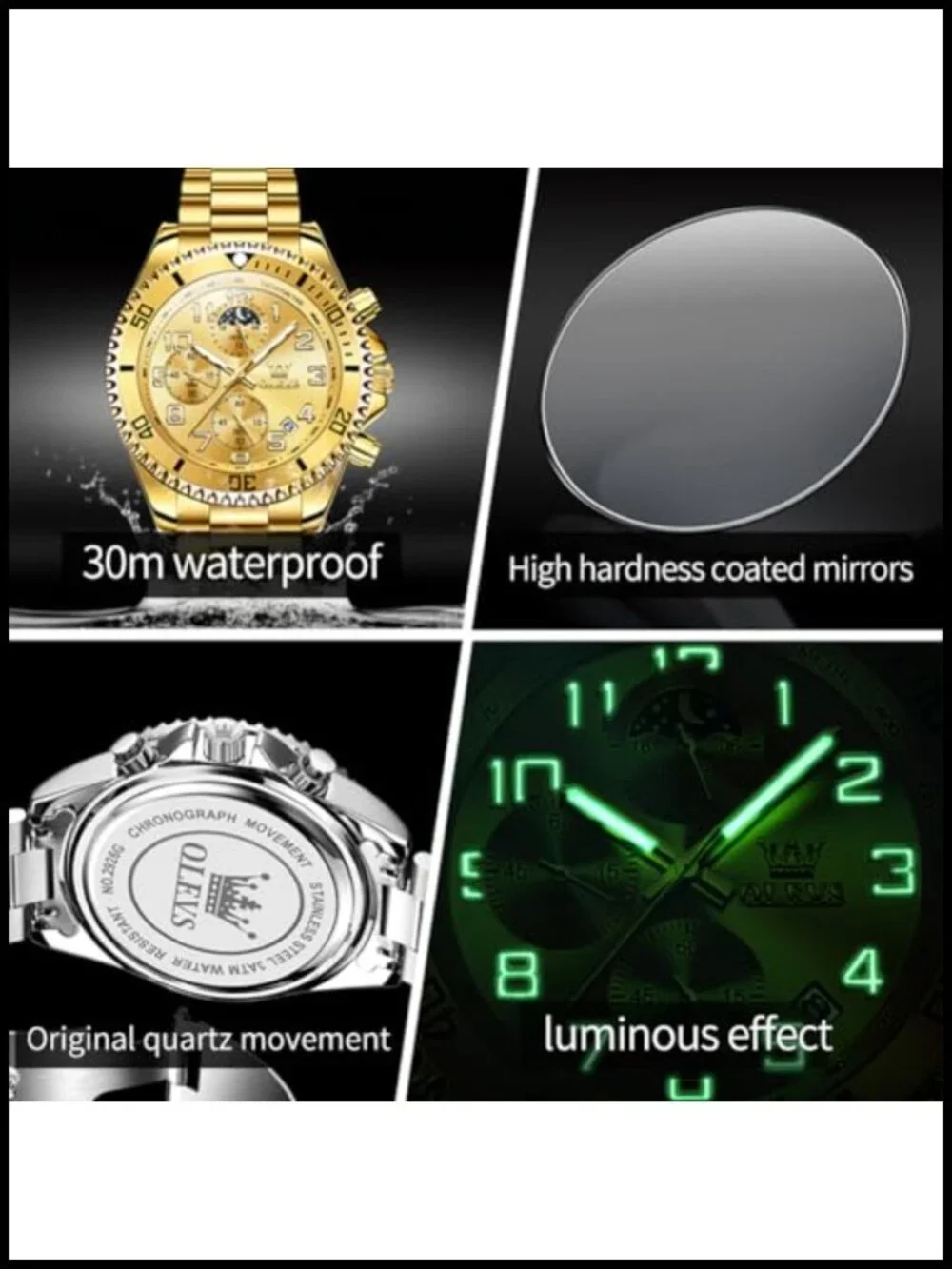 Men's Luxury Stainless Steel Analog Quartz Dress Watch Big Face
